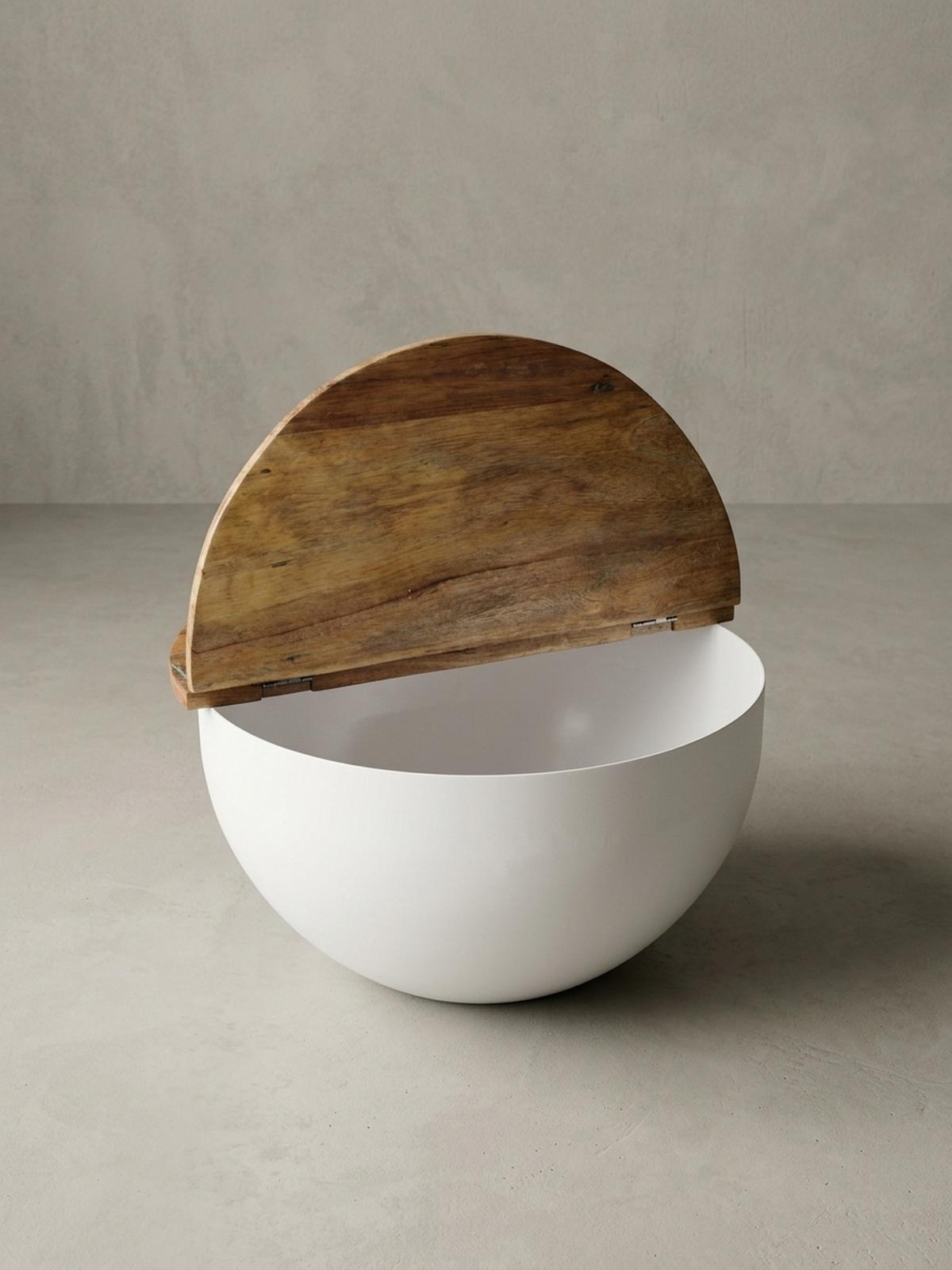 COUCHTISCH Industrie Stil mit klappbarer Tischplatte, Aufbewahrung, Massivholz, Metallkörper, Weiß 60x60x34 cm - Weiß, Holz/Metall (60/60/34cm) - KADIMA DESIGN