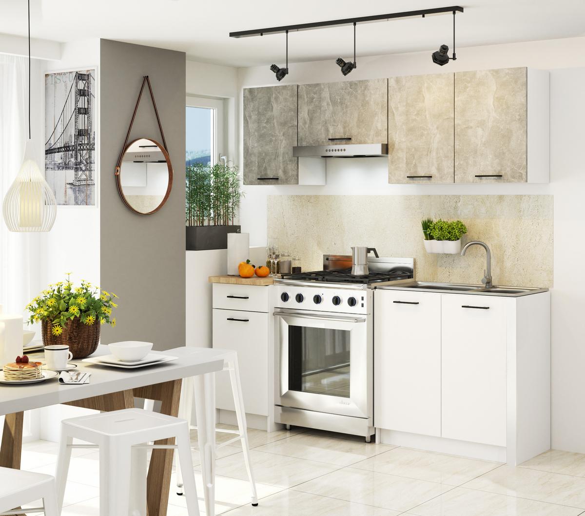 HÄNGESCHRANK Weiß, Beton 29/60/30 - Hellgrau/Weiß, Holzwerkstoff (60/29/30cm) - RAUMHIRSCH FURNITURE