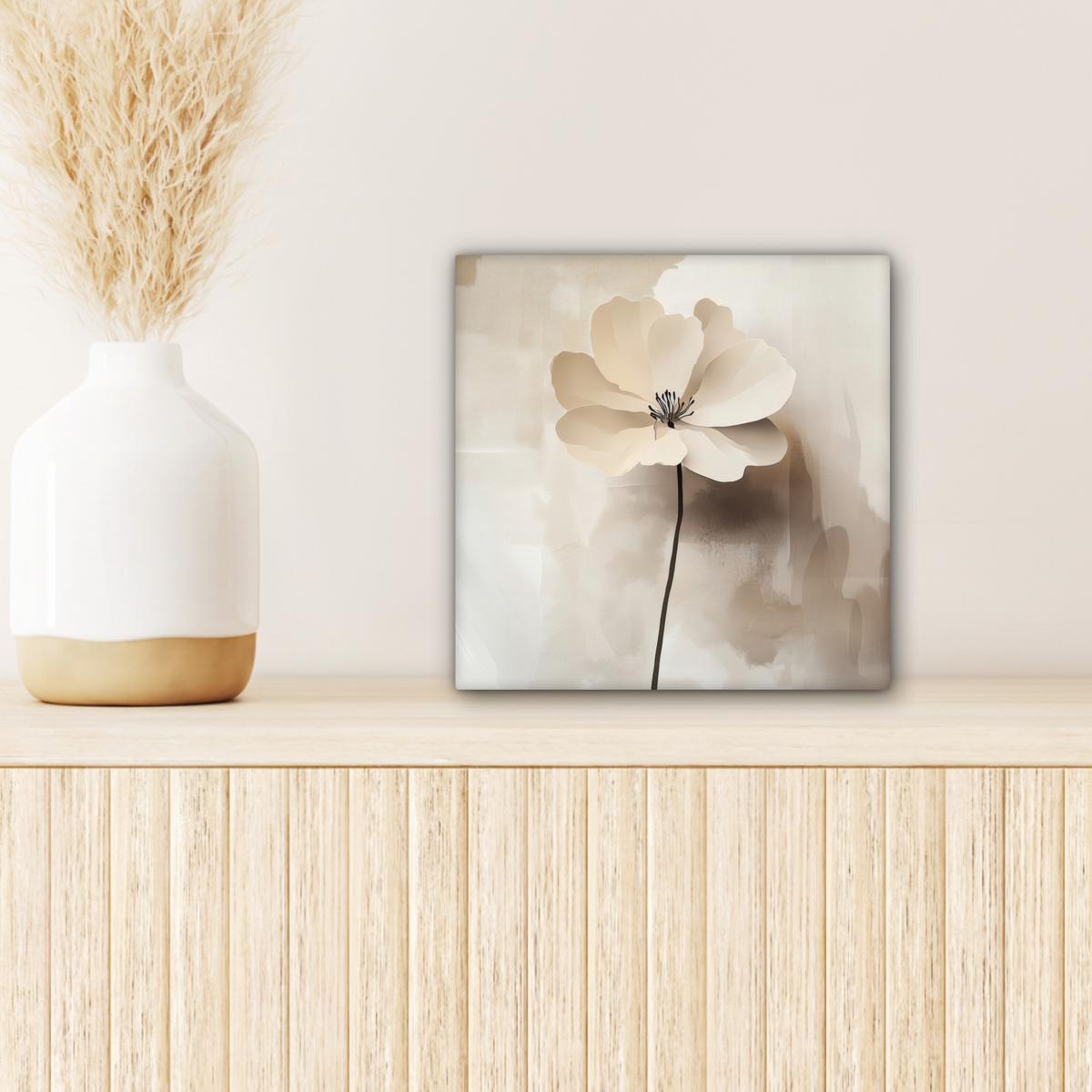 LEINWANDBILD Blume - Beige - Farbe - Schatten Deko Wohnzimmer 20x20 cm - Creme, Textil (20/20cm) - MuchoWow