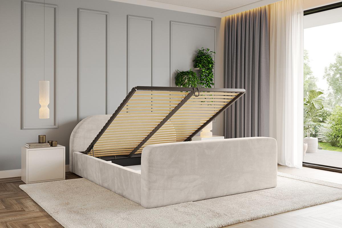 POLSTERBETT mit Bettkasten, Fußteil und Lattenrost, Boxbett mit Matratze H3/H4 - TIVON-Z-V1 180x200 Beige - Beige, Holzwerkstoff/Textil (180/200cm) - ALTDECOR