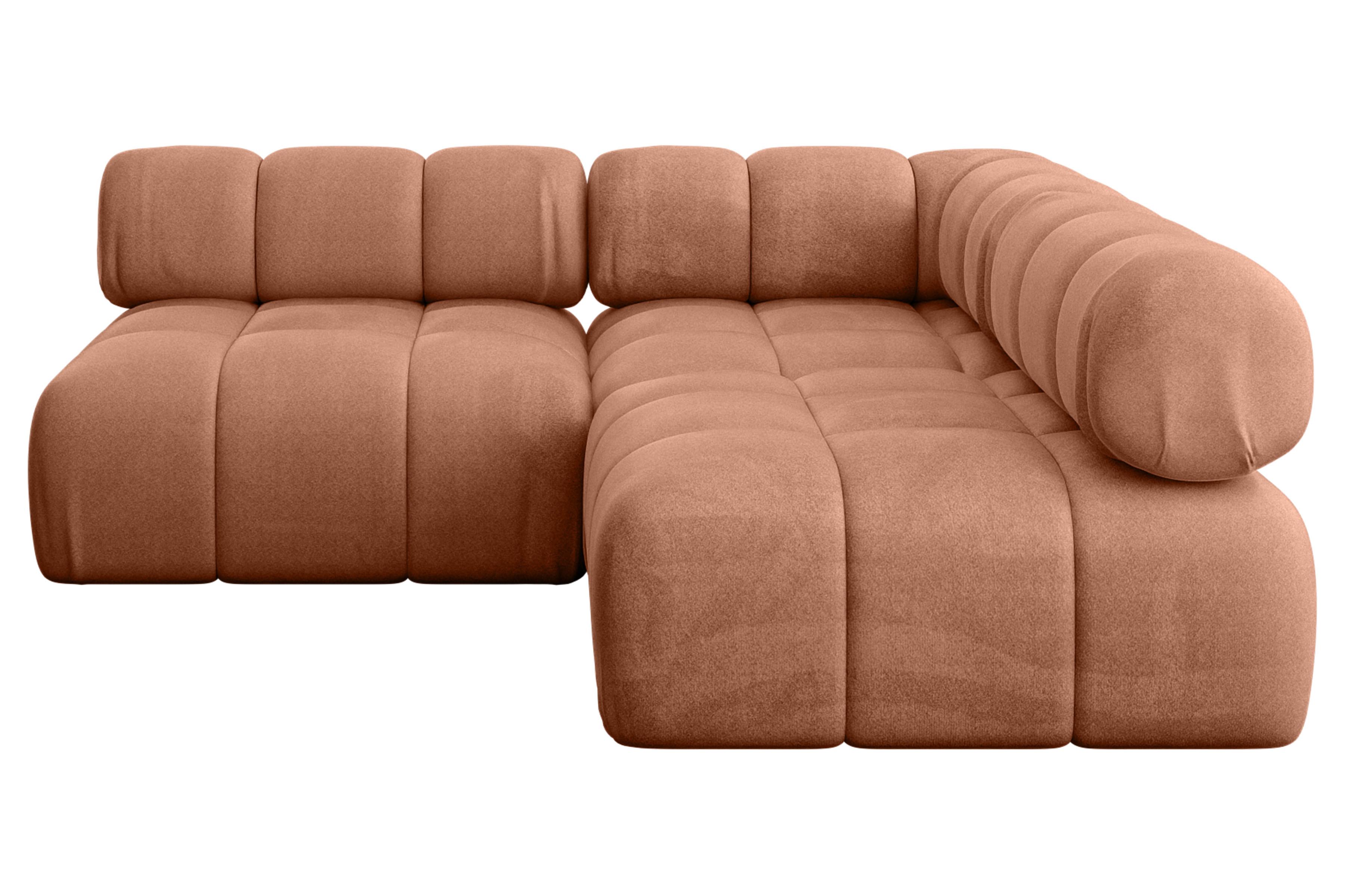 ECKSOFA modulares Sofa Samaro-L1 - 190x190x70 cm Apricot Velours - Koralle, Holzwerkstoff/Textil (190/190cm) - ALTDECOR