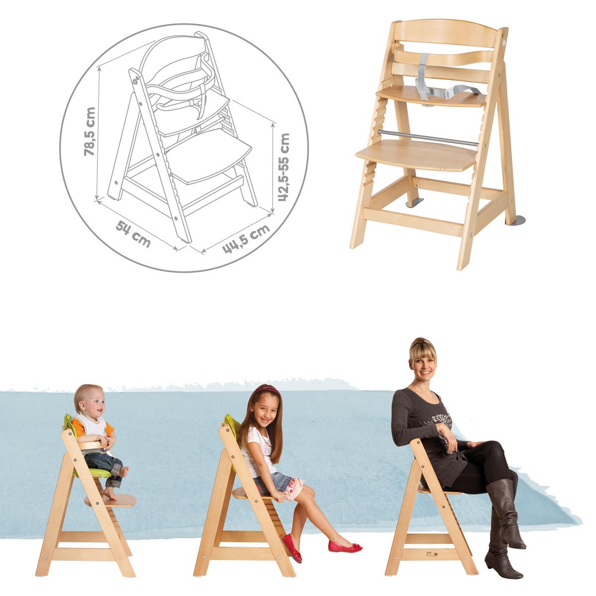 BABYHOCHSTUHL Born Up mit Neugeborenenaufsatz Natur - Naturfarben, Holzwerkstoff/Textil (46/94/66.5cm) - Roba