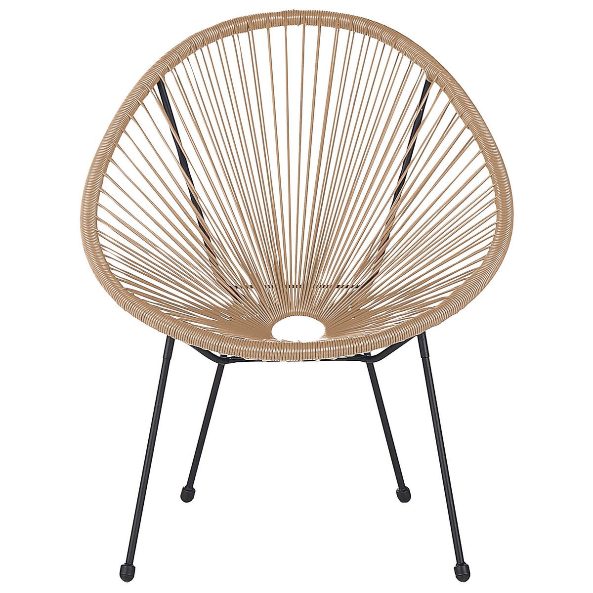 RATTANSTUHL Kunststoff natürlich 70 cm Acapulco II - Beige/Schwarz, Kunststoff (70/87/90cm) - Beliani