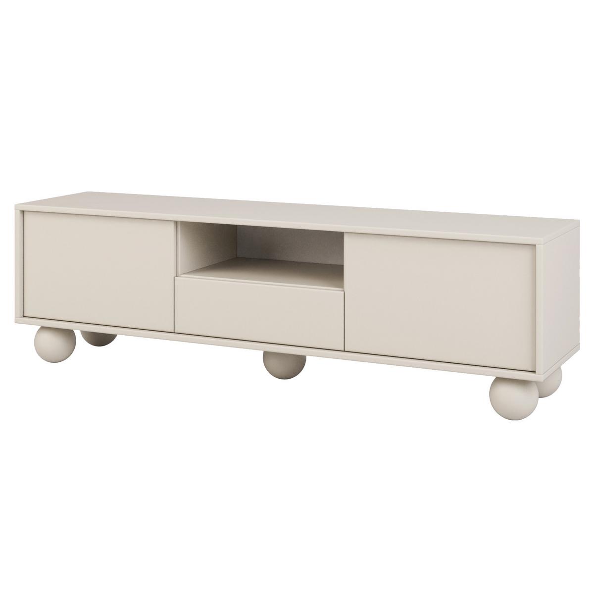 LOWBOARD Adel mit 2 Türen 1 Schublade und runden Füßen, 154 cm, Griffloss, Kaschmir - Kaschmir, Holzwerkstoff (154/46/38cm) - Beautysofa