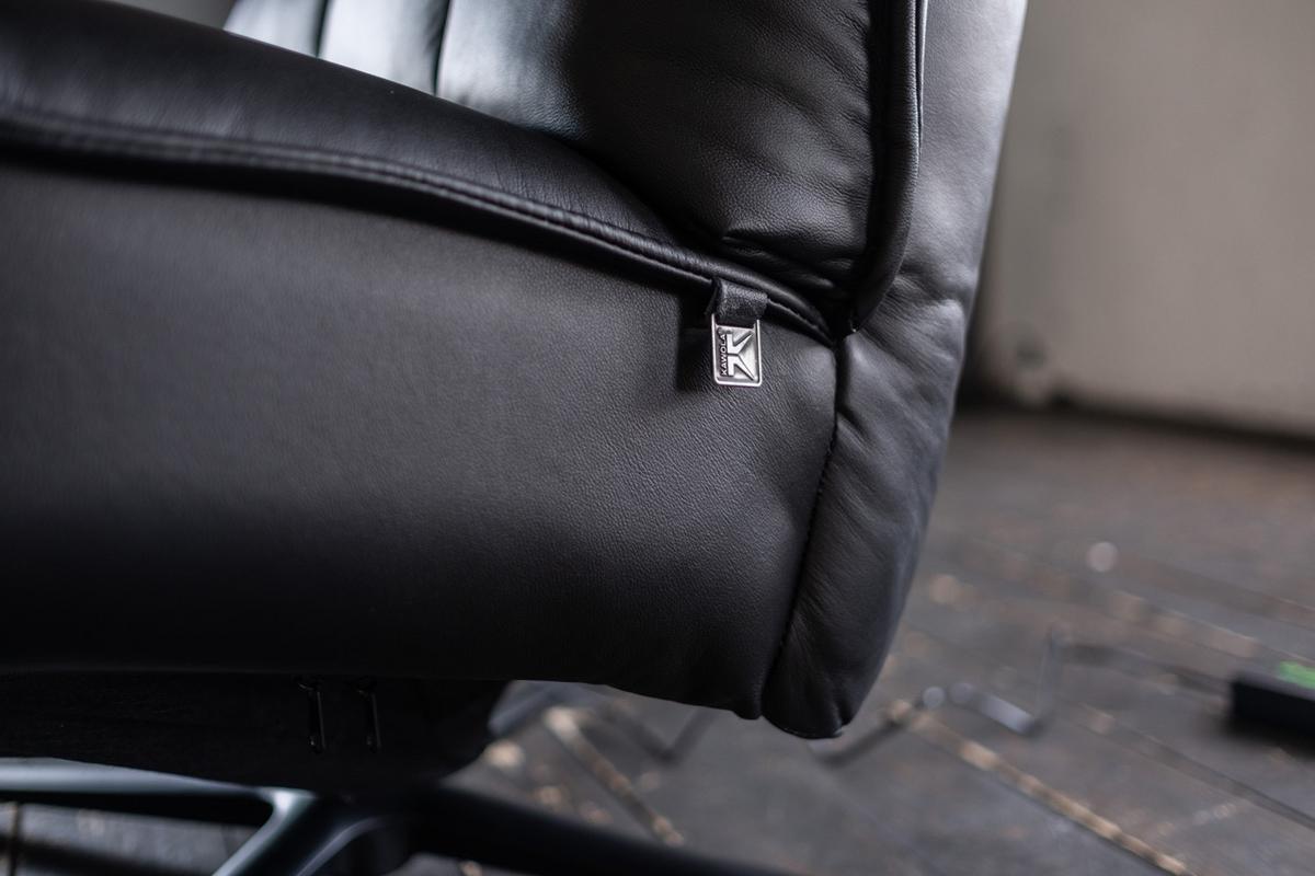 RELAXSESSEL MIKO Schwarz Leder Relaxfunktion - Schwarz, Leder/Metall (75/115/94cm) - KAWOLA