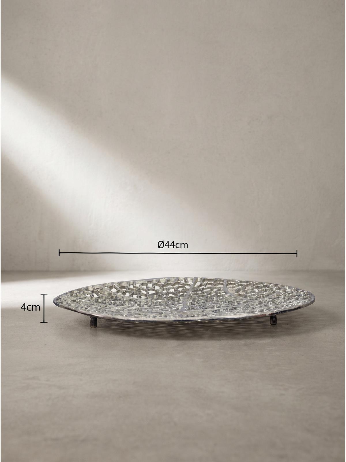DEKOSCHALE ASTLUX, Aluminium, handgefertigt, Silber, Ø 44 x 4 cm - Silberfarben, Metall (44/4cm) - KADIMA DESIGN