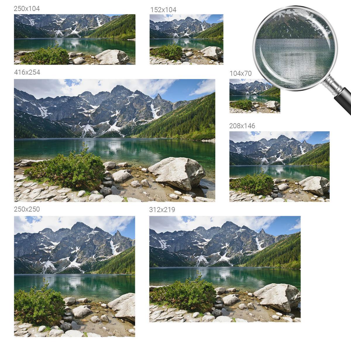 FOTOTAPETE 250x104 cm - Bergsee - Grün, Textil (250/104cm) - Wallfluent