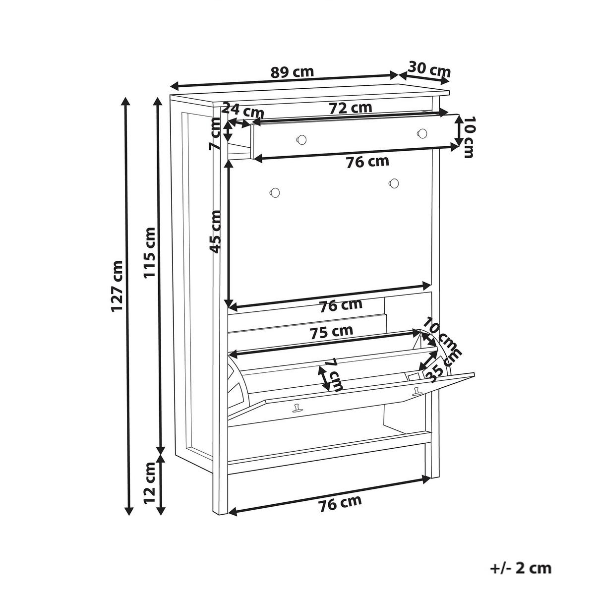 SCHUHSCHRANK Weiß Gibson - Weiß, Holzwerkstoff (89/127/30cm) - Beliani