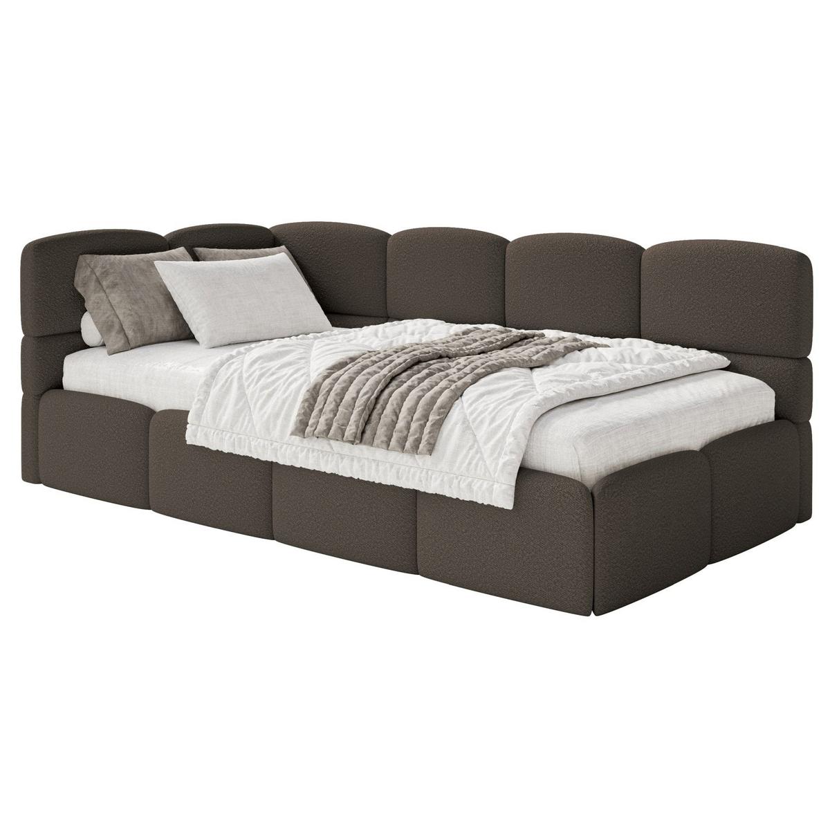 JUGENDBETT Cloudy links mit Rausfallschutz Bouclé Braun - Braun, Kunststoff/Textil (90/200cm) - Selsey