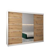 SCHWEBETÜRENSCHRANK 200/250/62 3-türig - Silberfarben/Eiche Artisan, Holz/Kunststoff (250/200/62cm) - MÖBEL KRYSPOL
