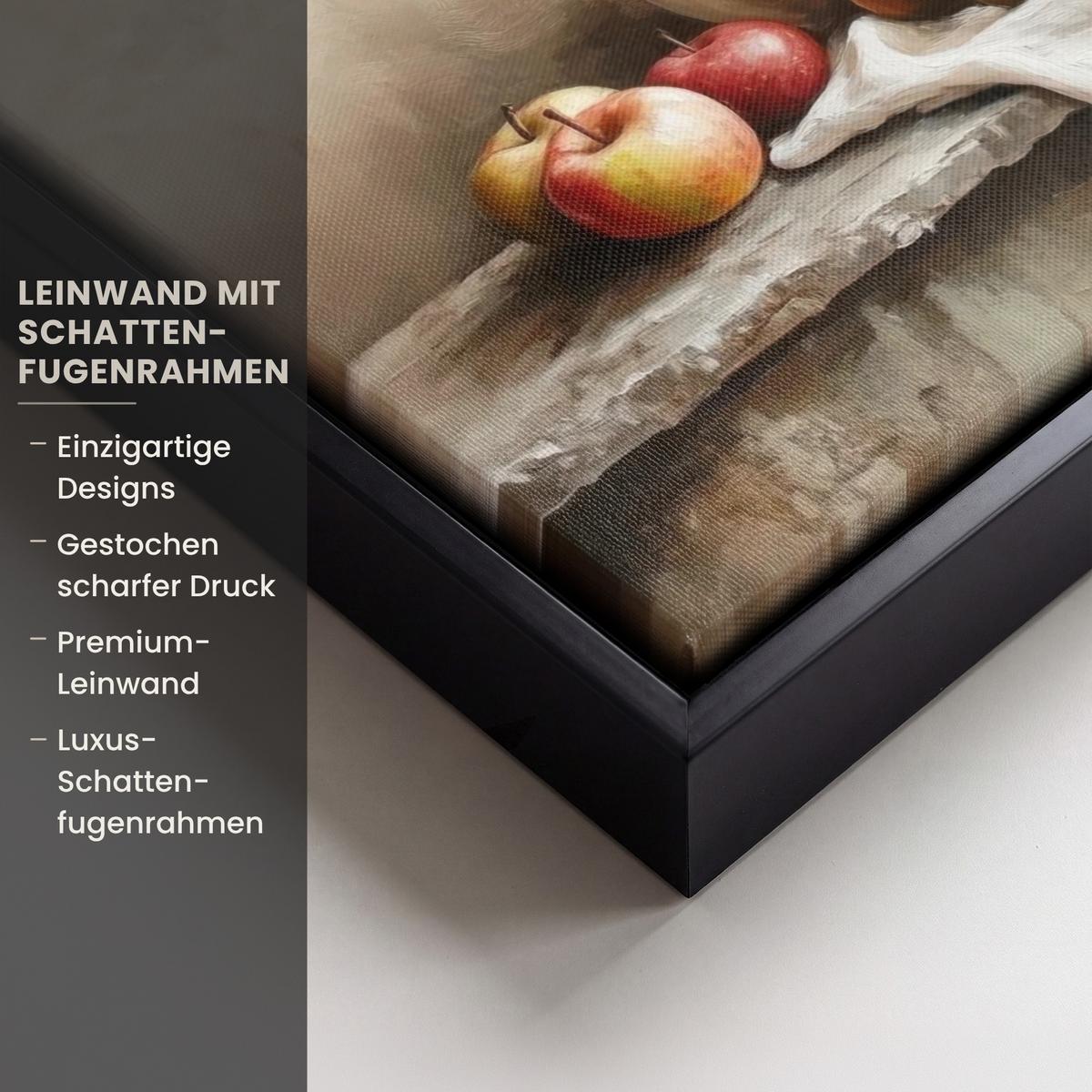 LEINWAND Bilder mit Rahmen - Obst - Kräuter - Ländlich - 40x30 - Naturfarben, Textil (40/30cm) - MuchoWow
