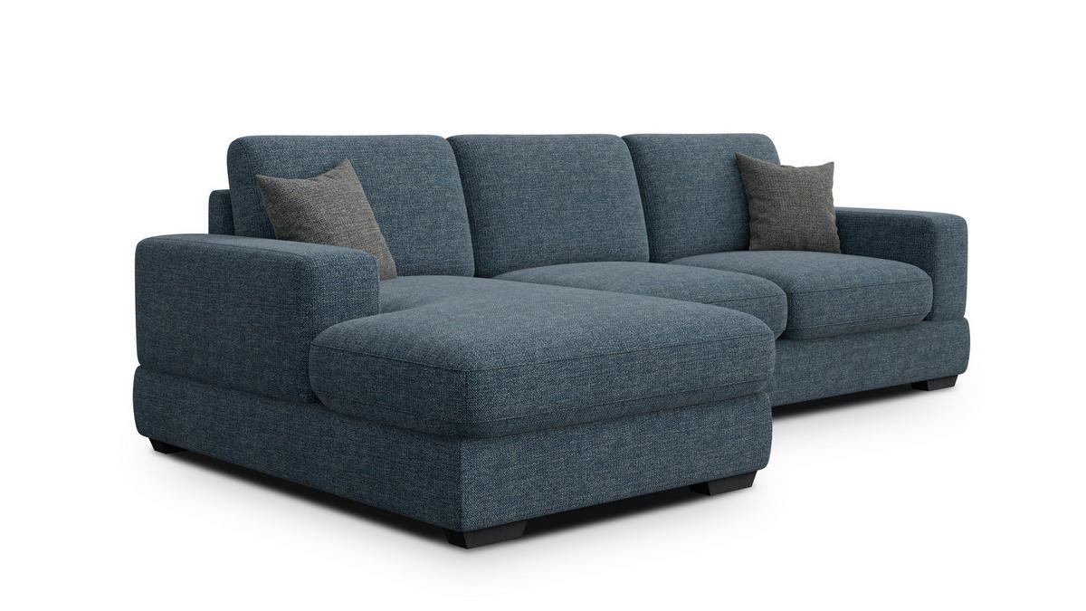 ECKSOFA OTTO 4-Sitzer, marineblau - Blau/Schwarz, Holz/Textil (279/159cm) - Wozimo