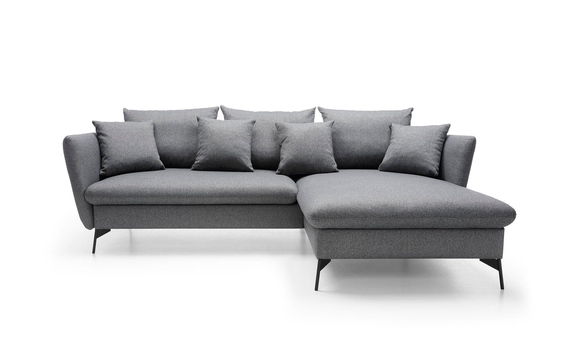 ECKSOFA FERRO Grau Geflochtener Stoff mit Schlaffunktion - Grau, Holz (258/167cm) - MASSENO