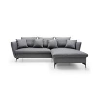 ECKSOFA FERRO Grau Geflochtener Stoff mit Schlaffunktion - Grau, Holz (258/167cm) - MASSENO