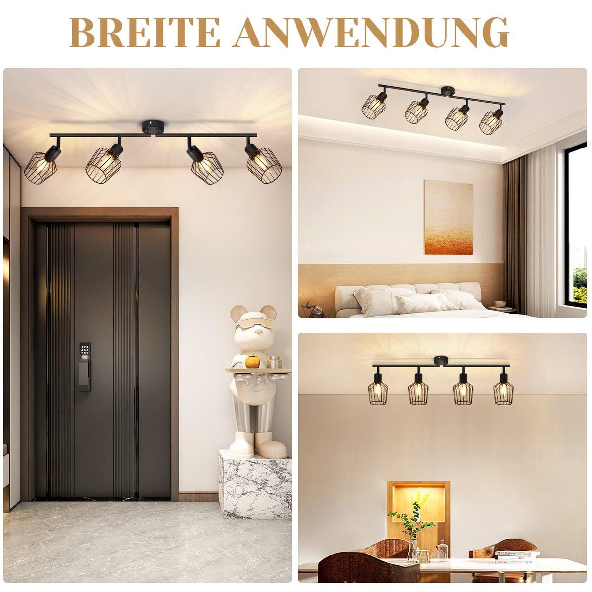 DECKENSTRAHLER Franziska 4-flammig 75/24/10 cm - Schwarz, Metall (75/24/10cm) - Nettlife