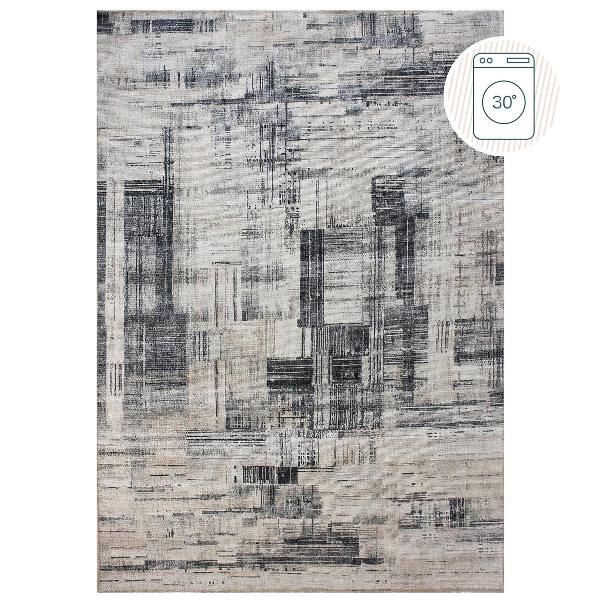 TEPPICH Waschbar HURST, abstrakt, Grau, 190 x 290 cm - Grau, Textil (290/190cm) - KADIMA DESIGN