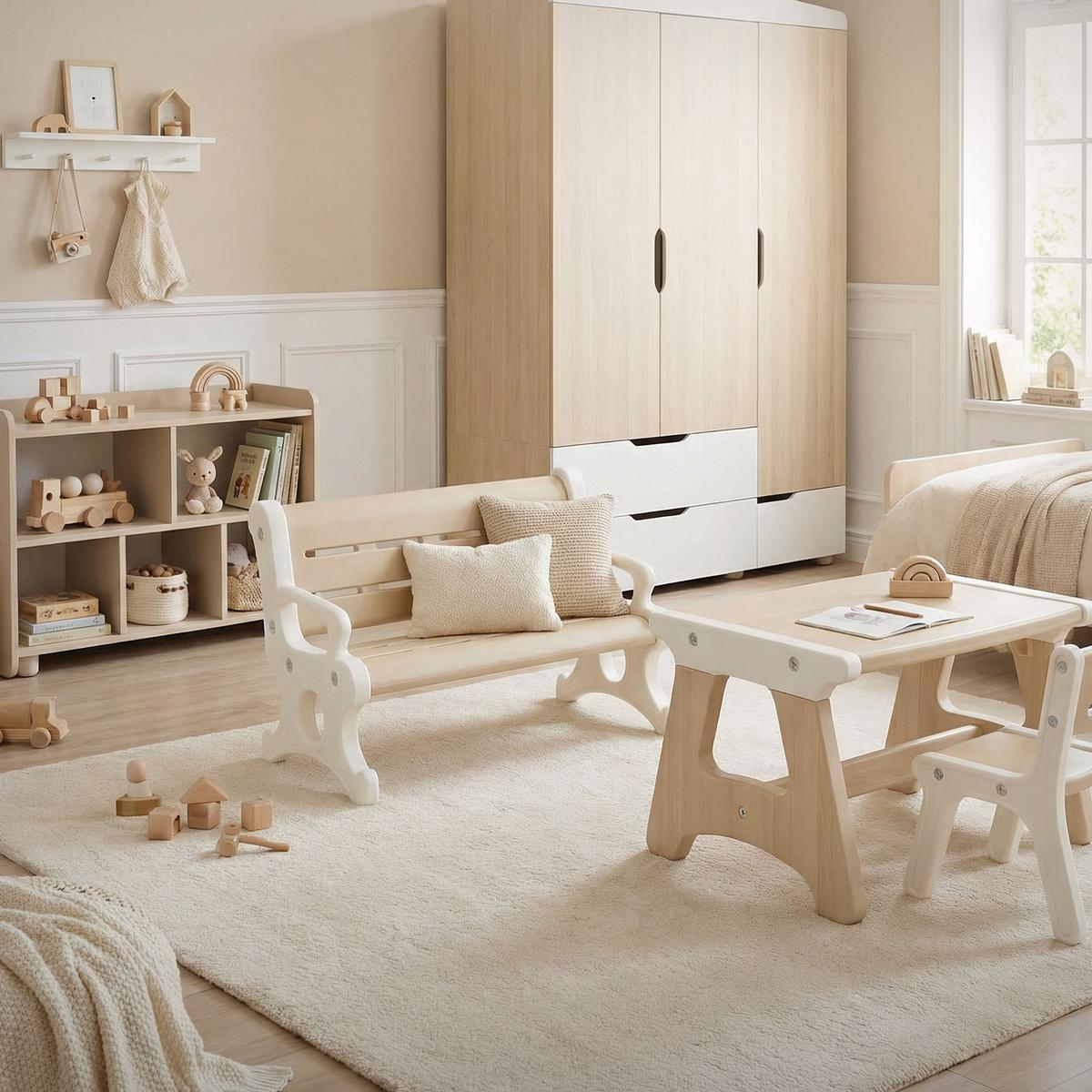 KINDERSITZBANK aus Kunststoff Braun-Weiß 81,5x59,5x48 cm - Braun/Weiß, Kunststoff (81.5/59.5/48cm) - Joyz