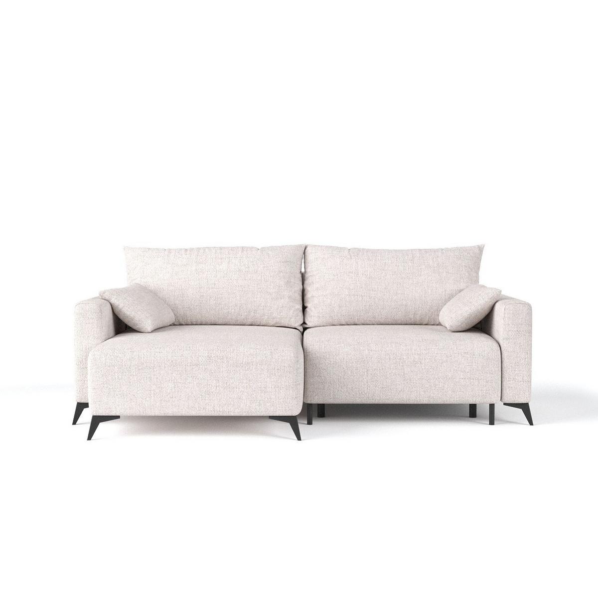 ECKSOFA NUVIO mit Schlaffunktion Hellbeige im Neve Stoff - Sandfarben/Schwarz, Holz/Holzwerkstoff (239/148cm) - AltaBeds