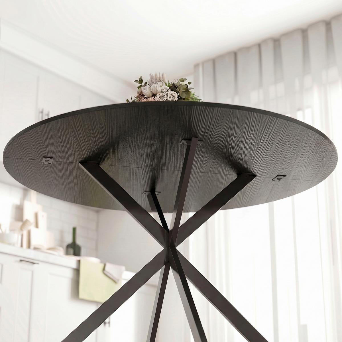 ESSTISCH rund Schwarz 120/120/75 cm - Schwarz, Metall (120/120/75cm) - HOMCOM