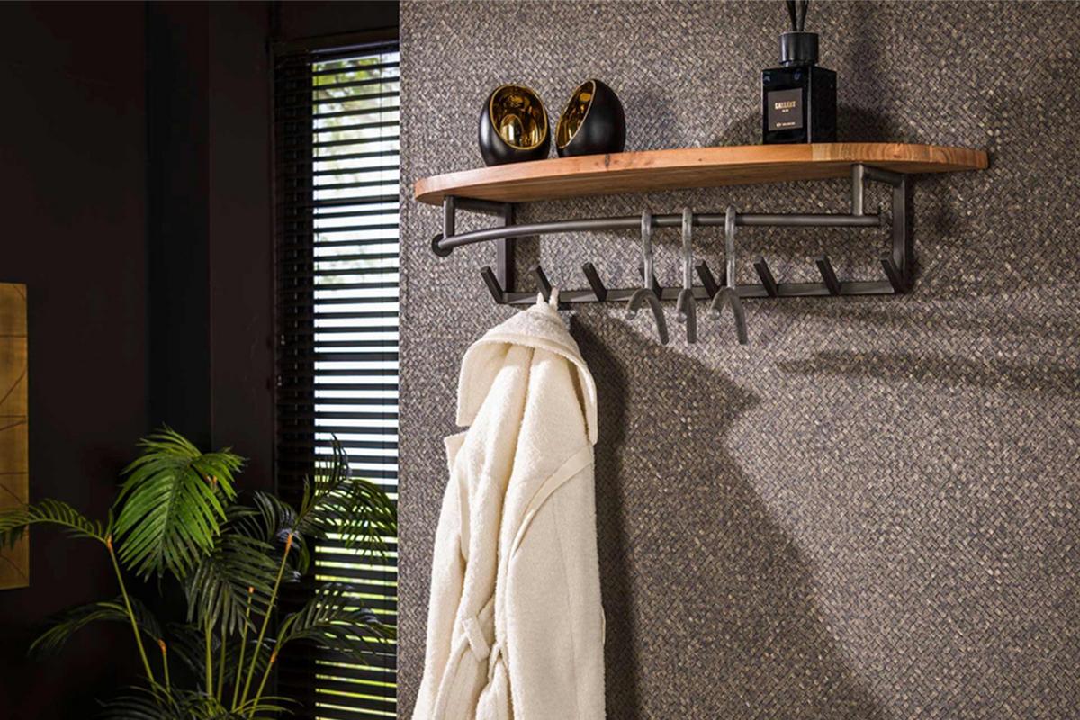 GARDEROBE LUANA Schwarz Akazie - Schwarz, Metall (100/20/30cm) - KAWOLA