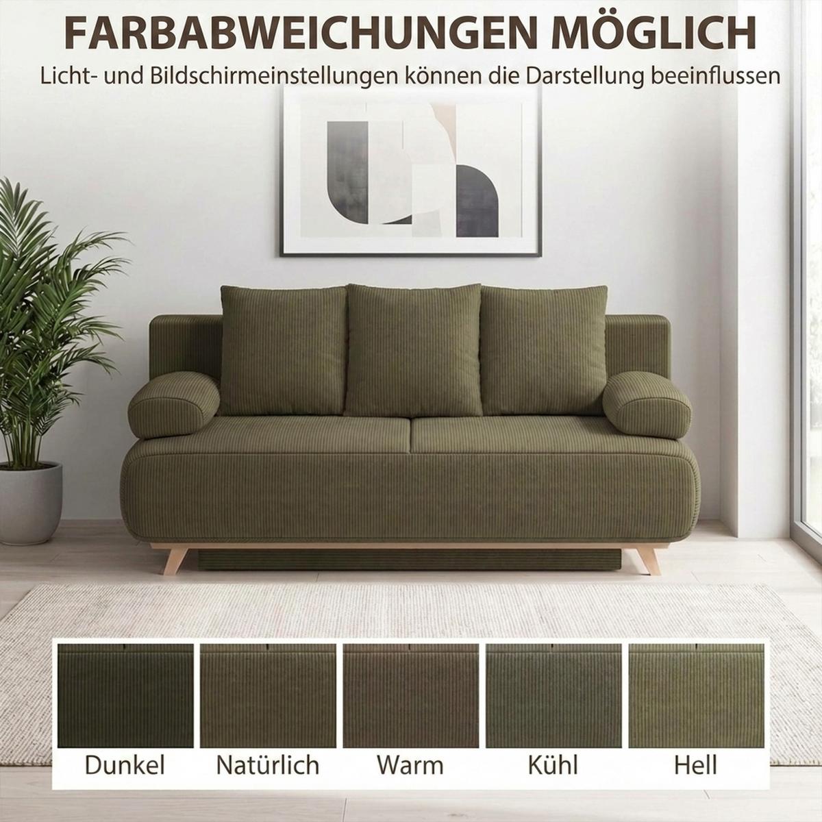SCHLAFSOFA Cord Dunkelgrün - Dunkelgrün, Kunststoff/Textil (100/84/188cm) - HOMCOM