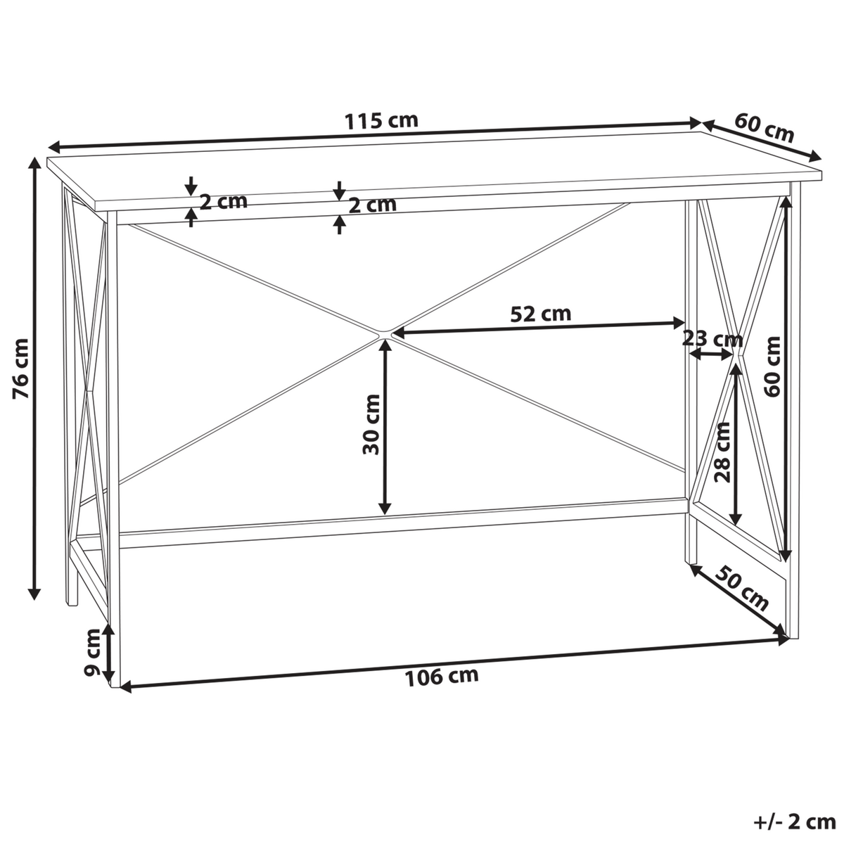 SCHREIBTISCH dunkler Holzfarbton 115/60/76 cm Futon - Dunkelgrau, Holzwerkstoff (60/115/76cm) - Beliani