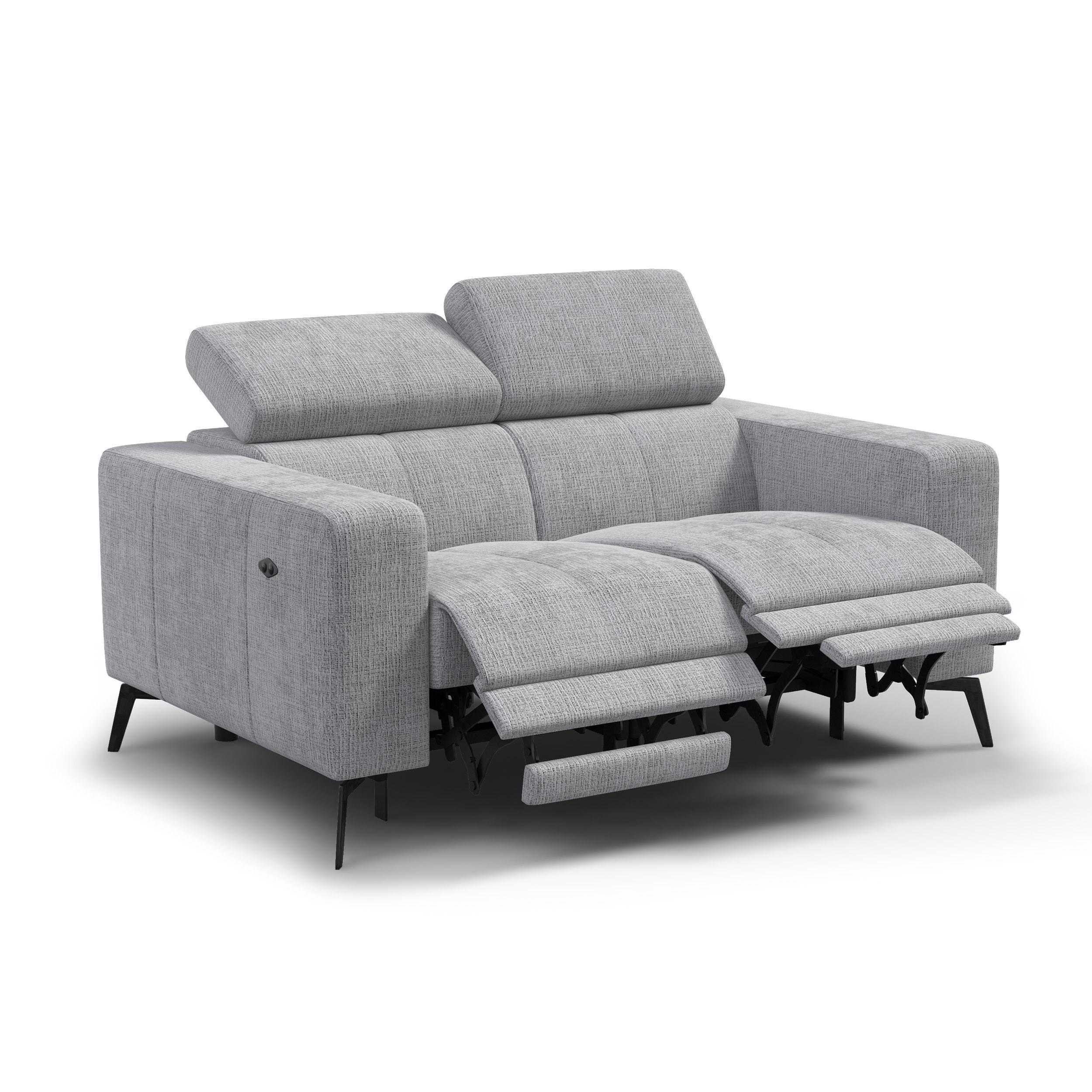 RELAXSOFA MORELLO 2-Sitzer, hellgrau, 2 x Relax Zero Gravity - Hellgrau, Holz/Textil (164/82/103cm) - Wozimo