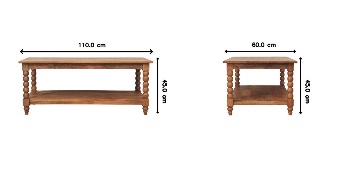 COUCHTISCH mit Golden-Teak-Finish, großes offenes Fach, braun - Braun, Holz (60/110/45cm) - Artisan Furniture