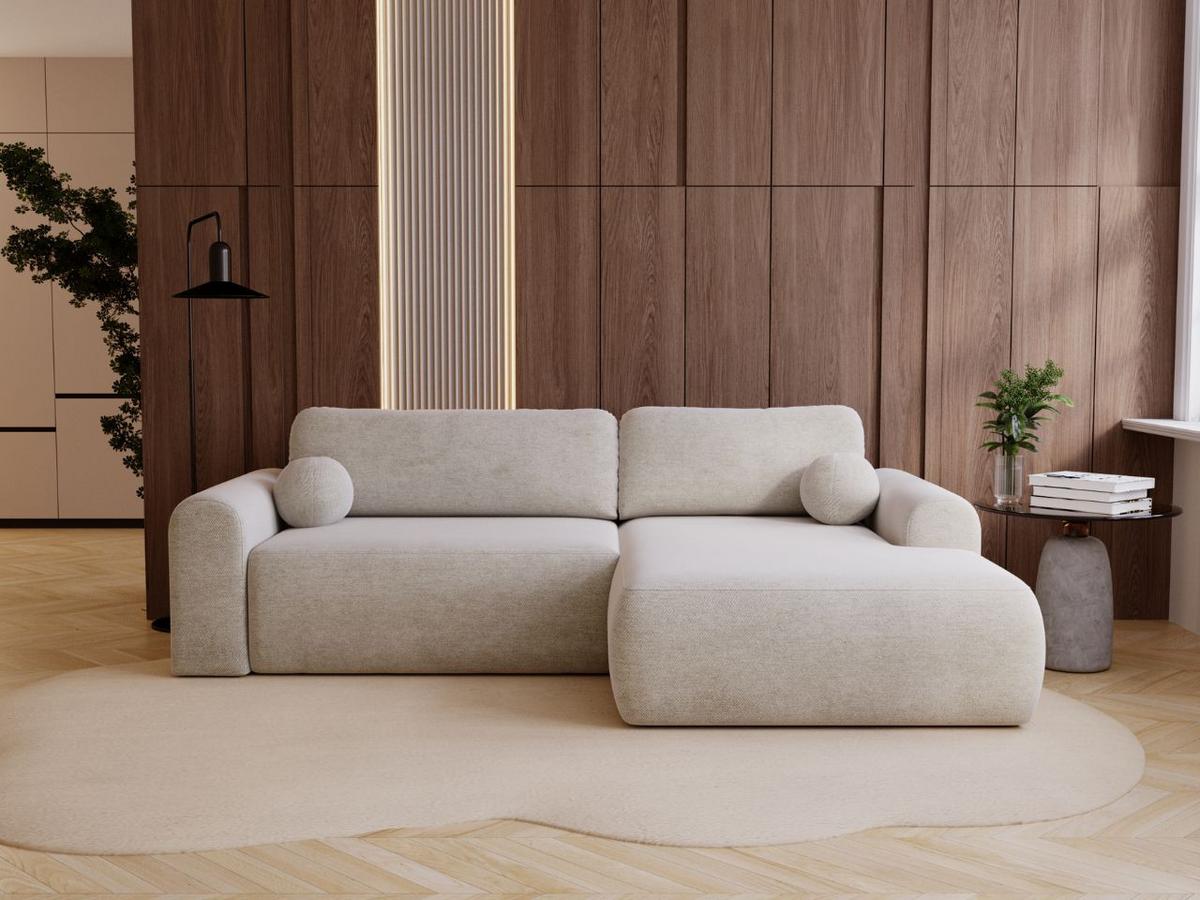 ECKSOFA Savana Ecru Rechts - Ecru, Holz/Textil (177/257cm) - Graingold