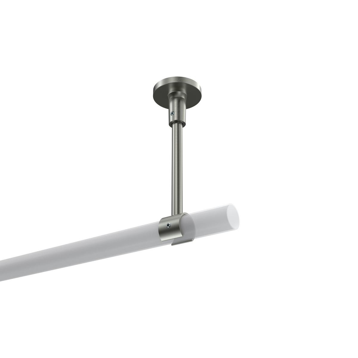 DECKENTRÄGER FÜR GARDINENSTANGEN 20 mm Ø, Sonette 1-läufig, Edelstahl-Optik - Edelstahlfarben, Metall (4.3/14.2/4.3cm) - INTERDECO