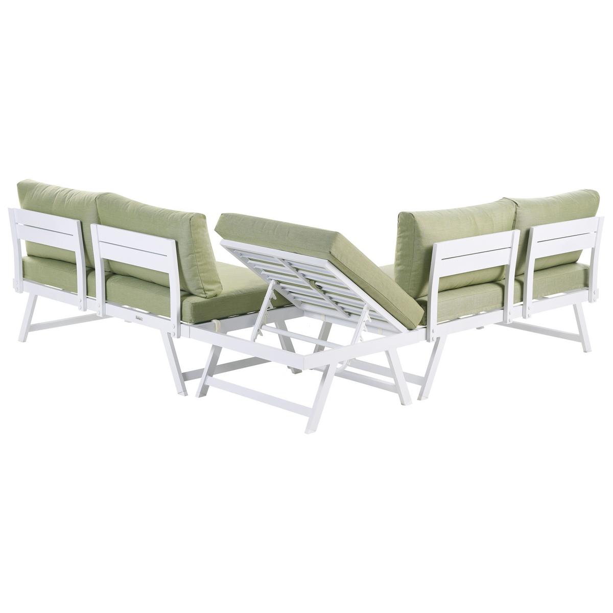 LOUNGE-SET 5-Sitzer Grün Coccorino - Weiß/Grün, Metall - Beliani