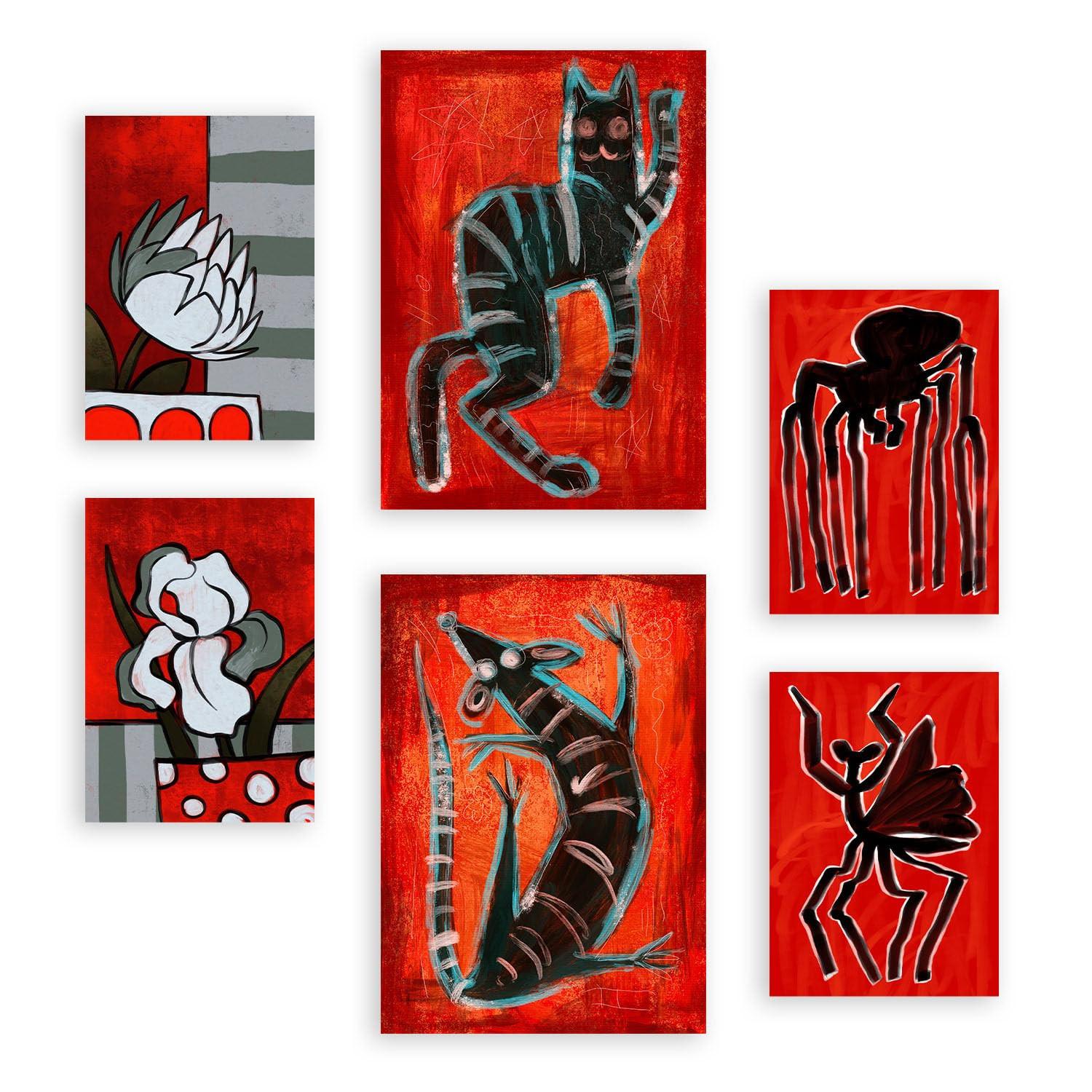 POSTER Set Mit 6 Kreaturen Frames 1 In Tiere Zusammenfassungen A3 & A4 Rahmenlos - Klar, Papier (29/3cm) - Nacnic