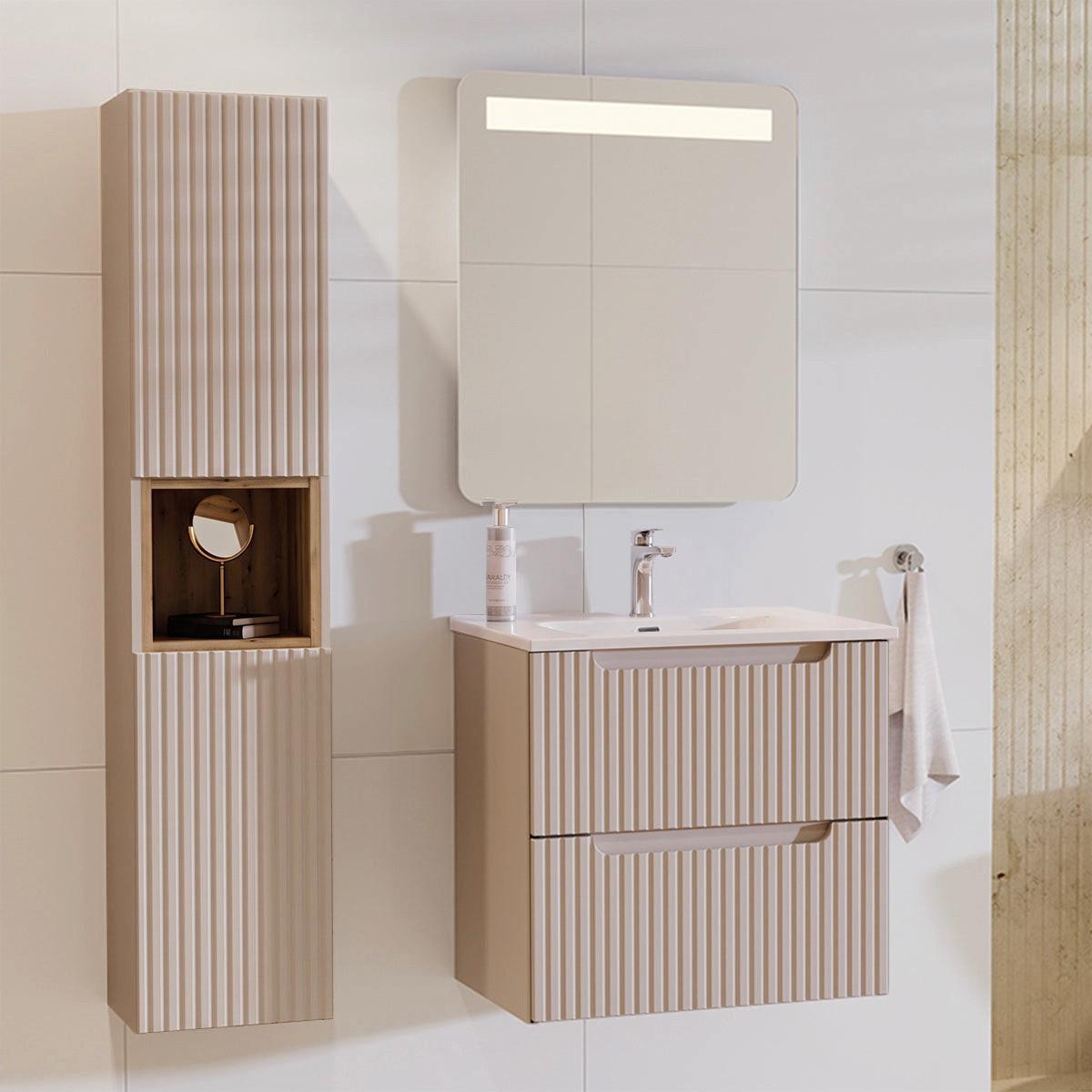 BADMÖBEL 60cm Riva 2er-Set Kaschmir - Beige, Holzwerkstoff (60/57/40cm) - Petits-meubles
