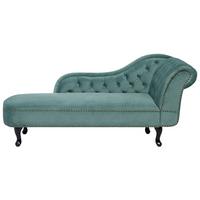 CHAISELONGUE Samtstoff mintgrün rechtsseitig Nimes - Dunkelbraun/Mintgrün, Textil (170/79/61cm) - Beliani