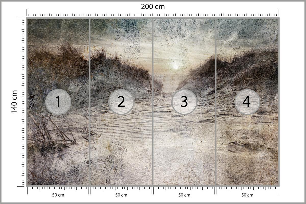 FOTOTAPETE Abstrakter Strand Beton Abstraktion 200x140 - Beige/Braun, Papier (200/140cm) - Muralo