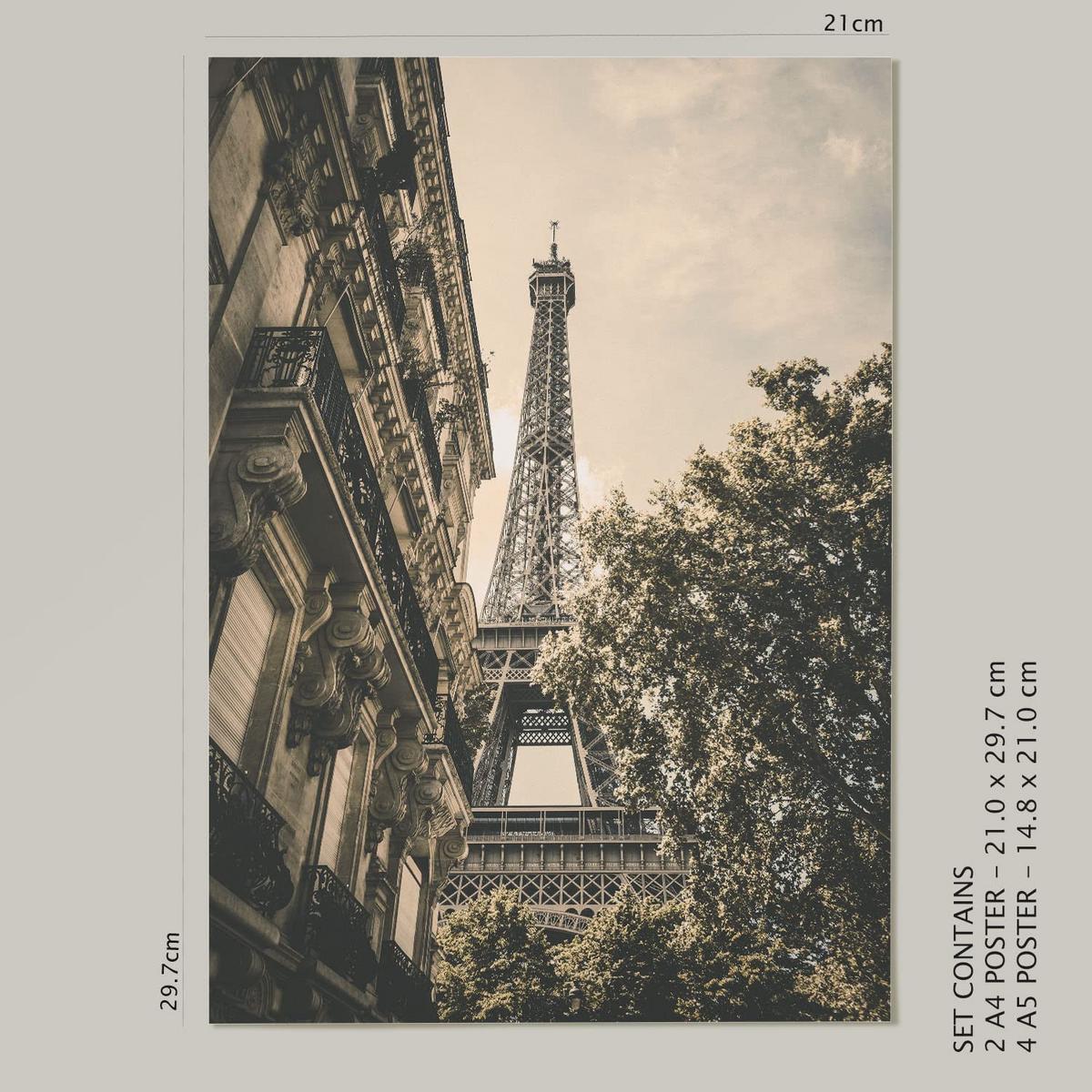 POSTER Set Mit 6 Vintage Paris A3 & A4 Rahmenlos - Klar, Papier (29/3cm) - Nacnic