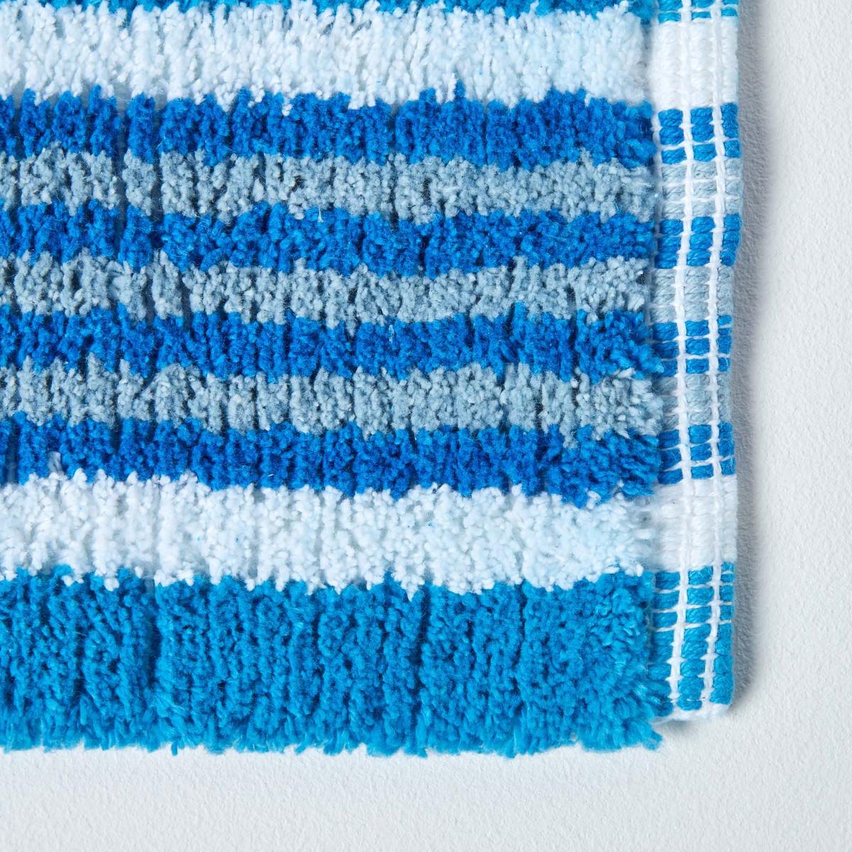 BADEMATTE 40/60 cm gestreift, Baumwolle - Blau, Textil (40/60cm) - Homescapes