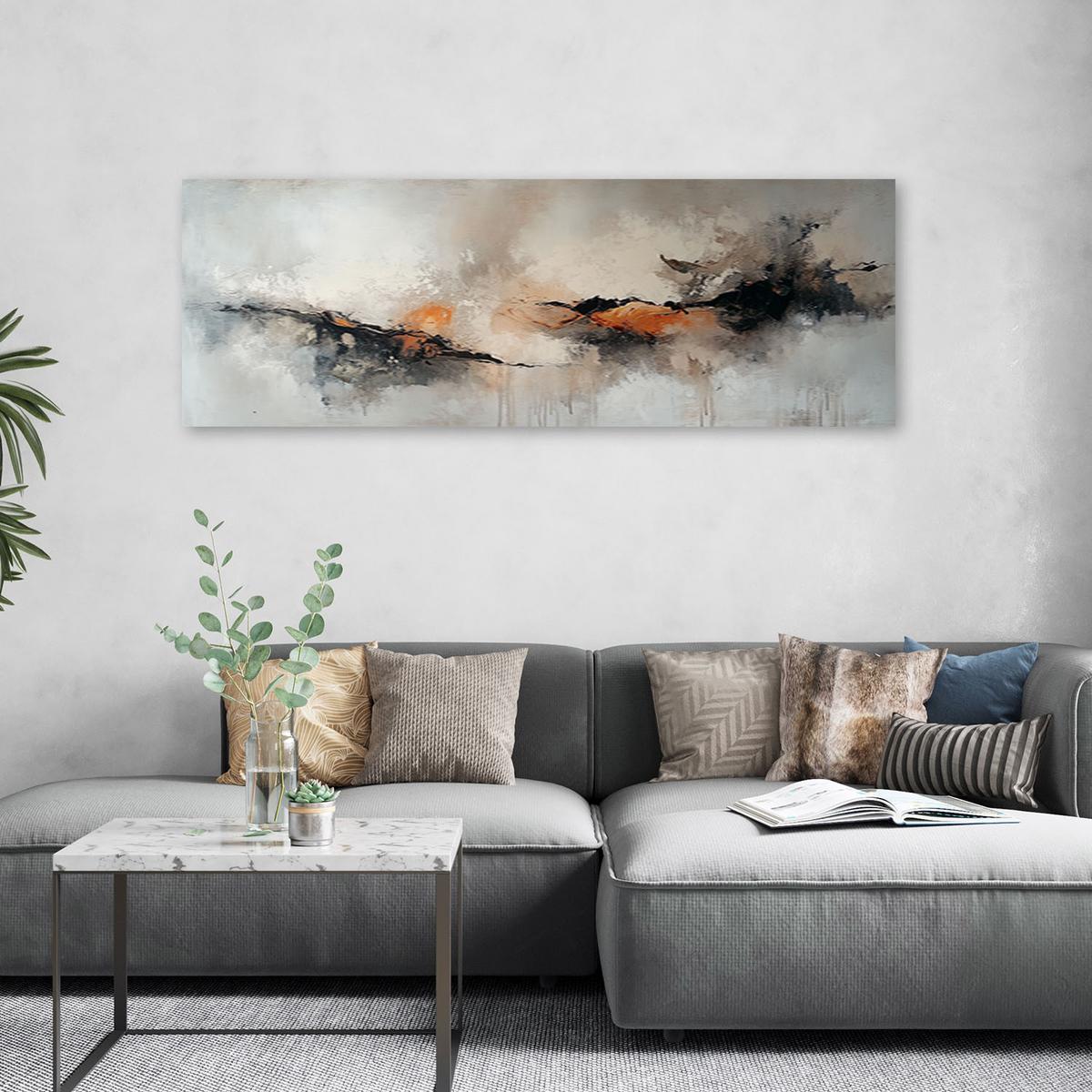 LEINWANDBILD Industrielle Farbexplosion-Abstraktion 150x50cm - Grau, Textil (150/50cm) - Feeby