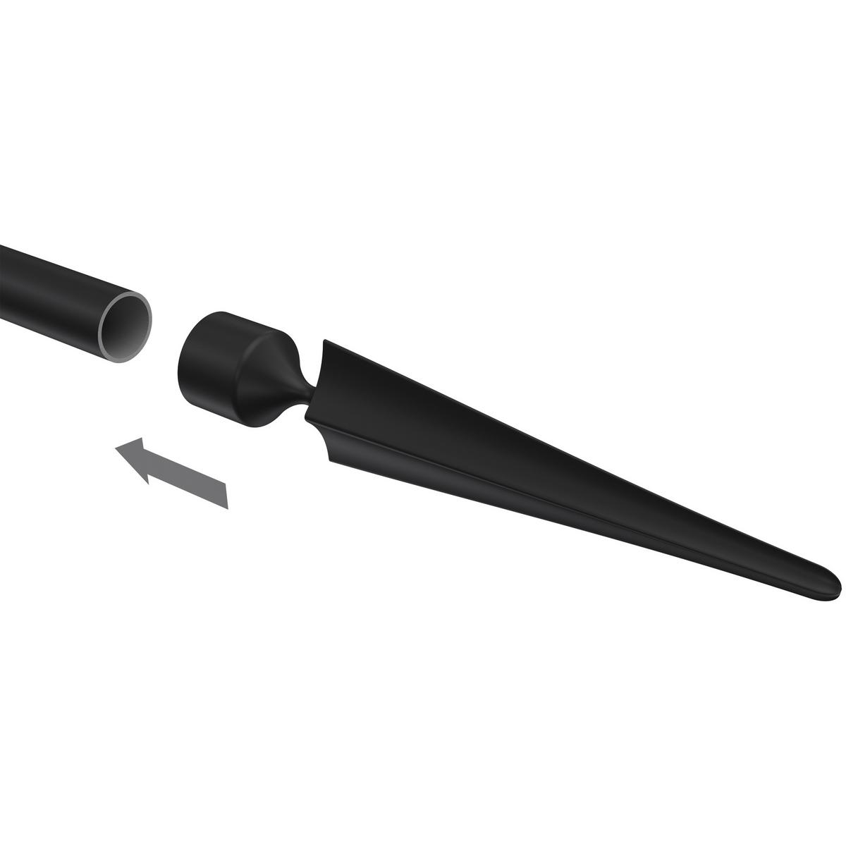 ENDSTÜCKE FÜR GARDINENSTANGEN 16 mm Ø, Lorenzo Schwarz, Packung 2 Stück - Schwarz, Metall (13.4/2.9/2.9cm) - INTERDECO