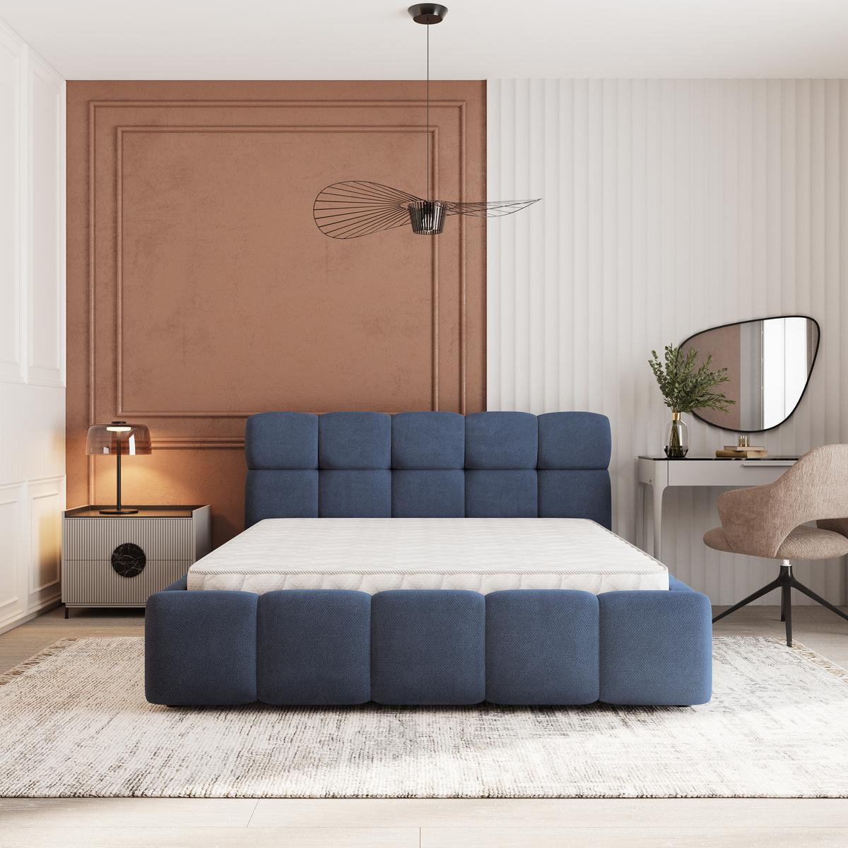 POLSTERBETT FARU SR 120x200 cm mit Bettkästen - Blau - Blau, Holz (120/200cm) - MASSENO