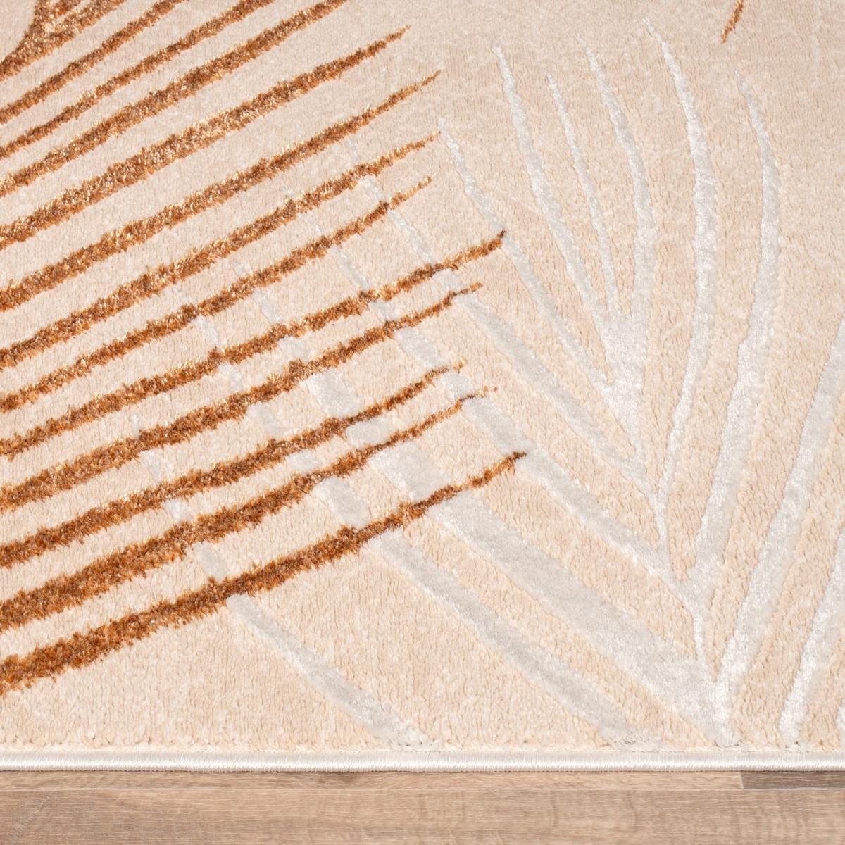 KURZFLORTEPPICH, mit Blätter-Motiv, Beige, 120 x 160 cm - Beige, Textil (160/120cm) - KADIMA DESIGN