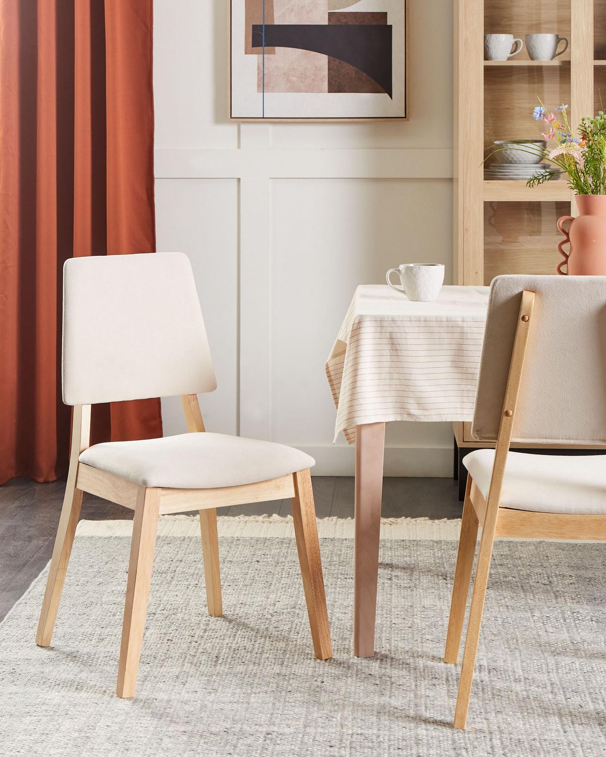 ESSZIMMERSTUHL 2er-Set Holz Helles Beige Merrill - Hellbraun/Beige, Holz (52/89/51cm) - Beliani