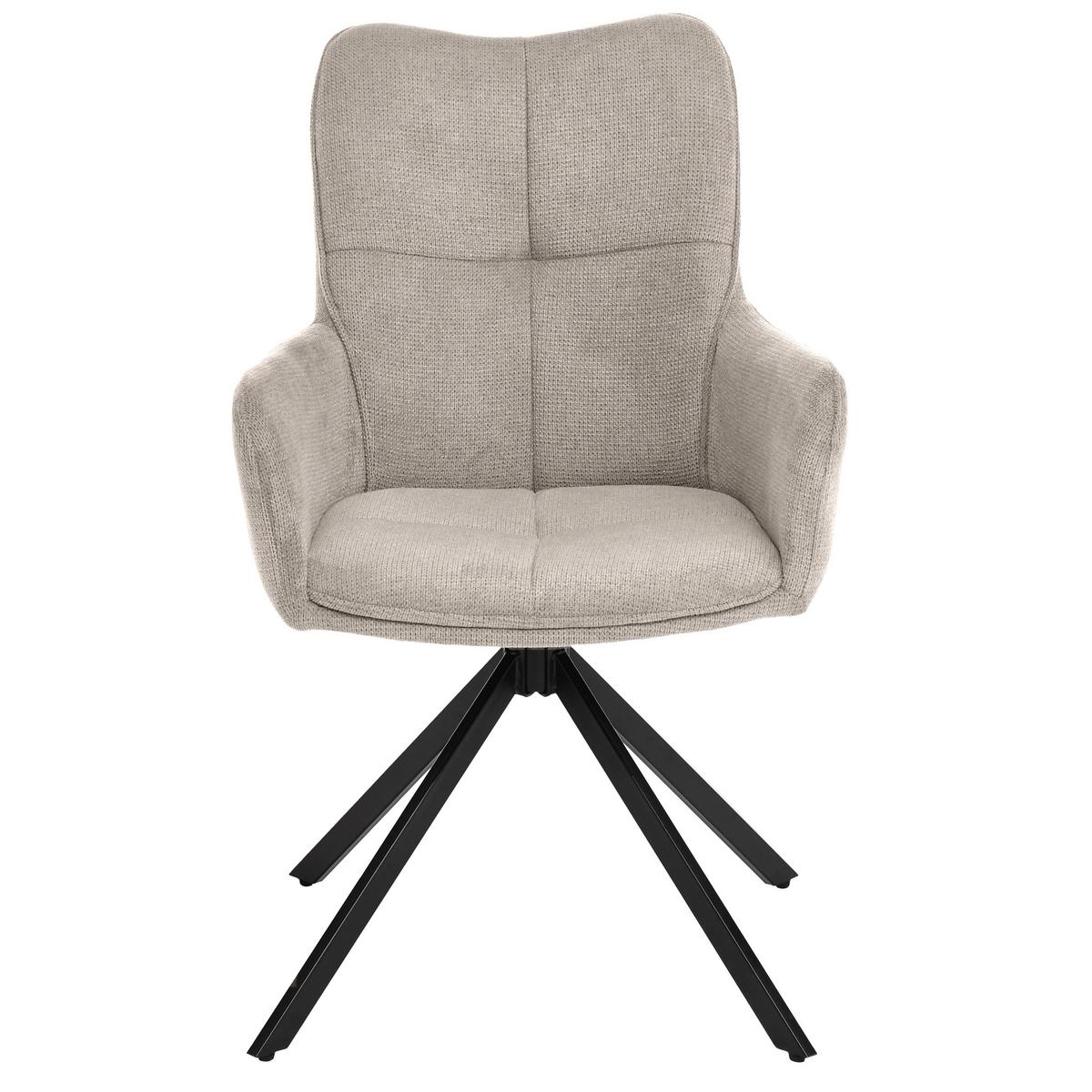 ARMLEHNENSTUHL Pecto mit Drehfunktion und schwarzem Metallgestell, Beige - Beige/Schwarz, Metall (43/93/55cm) - Beautysofa