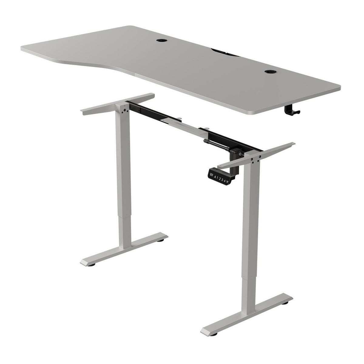 SCHREIBTISCH Office Stand weiß 160x75 cm höhenverstellbar - Weiß, Holz (60/160/117cm) - Juskys
