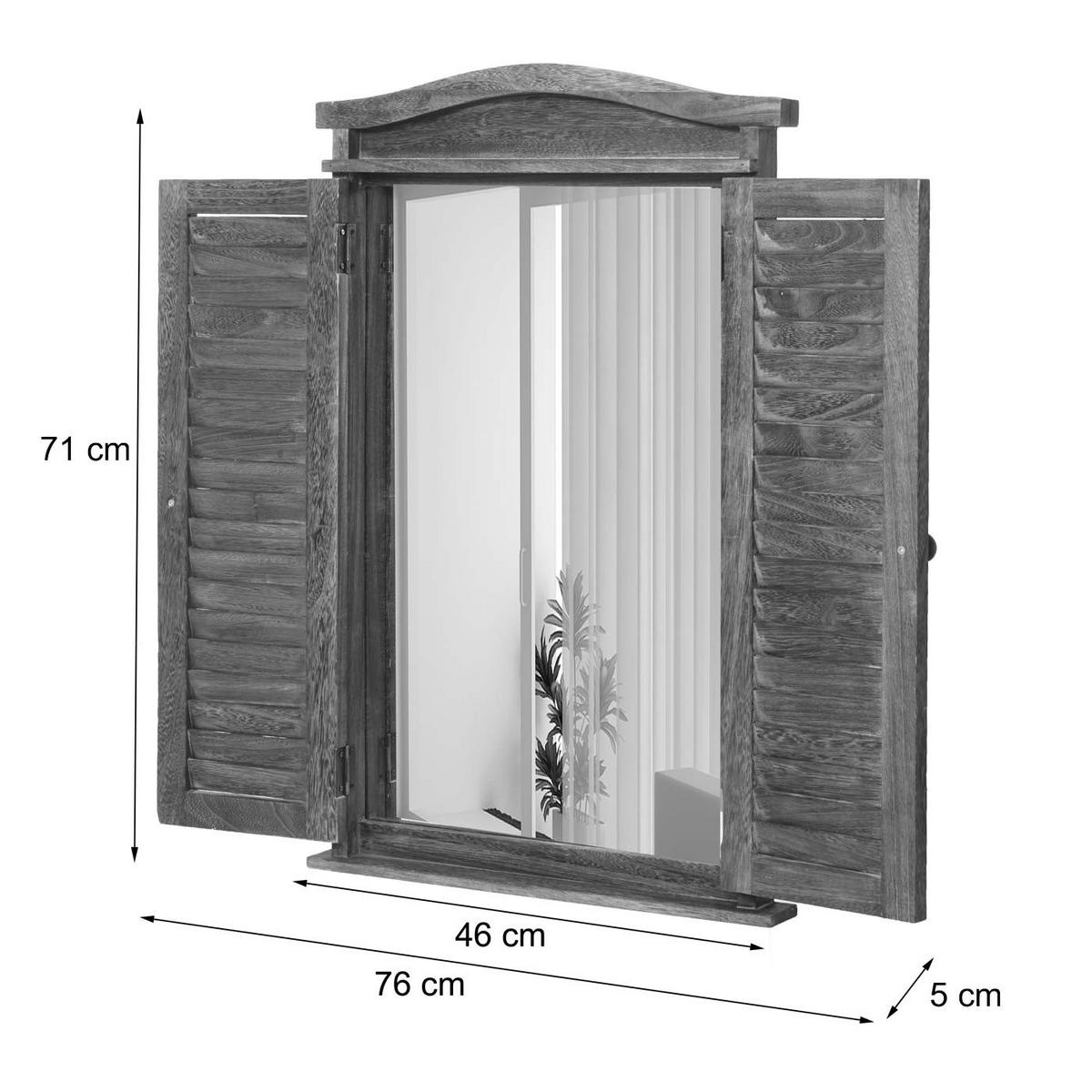 WANDSPIEGEL MIT FENSTERLÄDEN Weiß - Weiß, Holz (46/71/5cm) - MCW