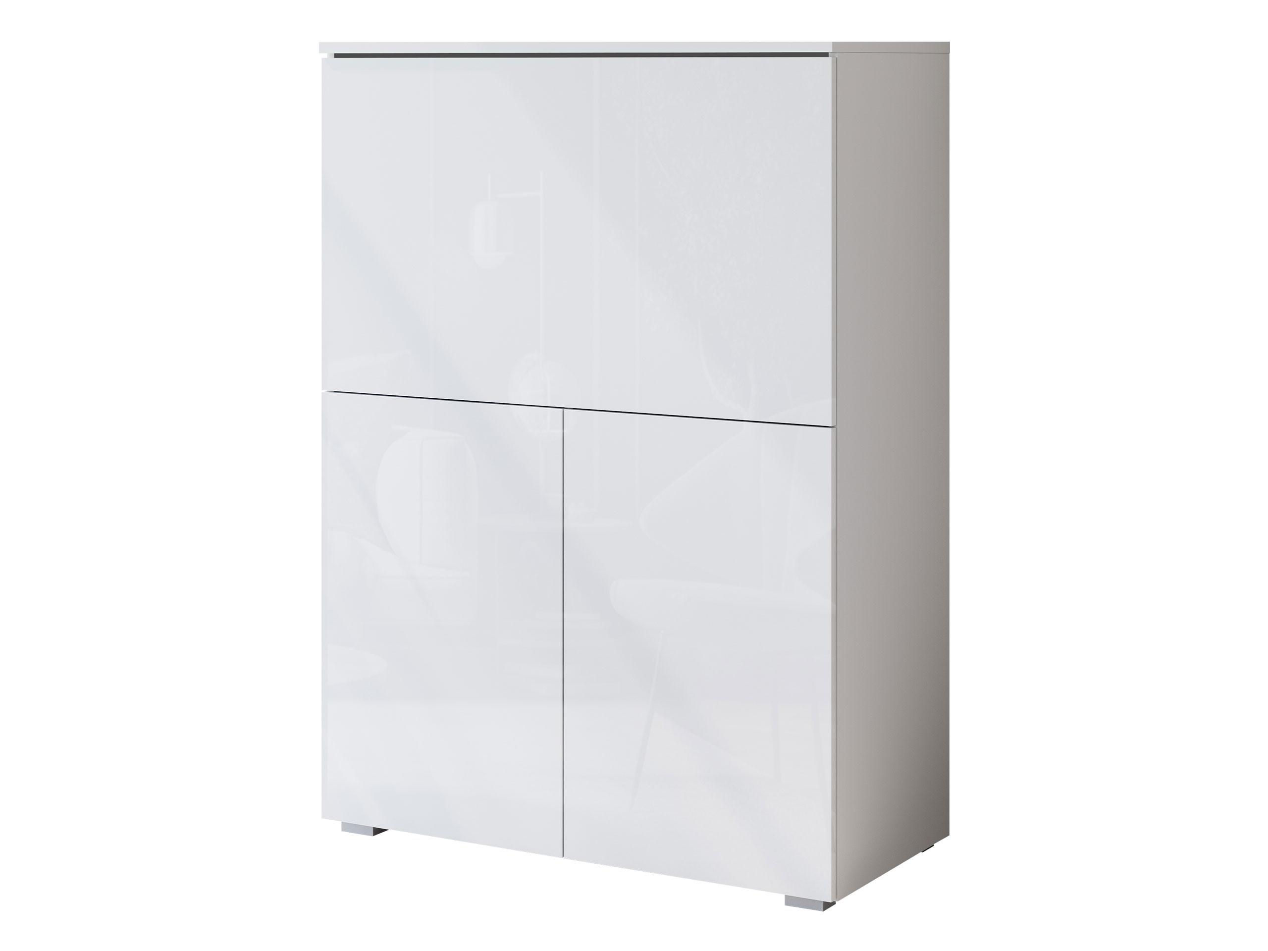 KOMMODE / SCHREIBTISCH Vera 90 mit LED Beleuchtung - Weiß Hochglanz/Alufarben, Holzwerkstoff/Kunststoff (90/126/42cm) - MIRJAN24