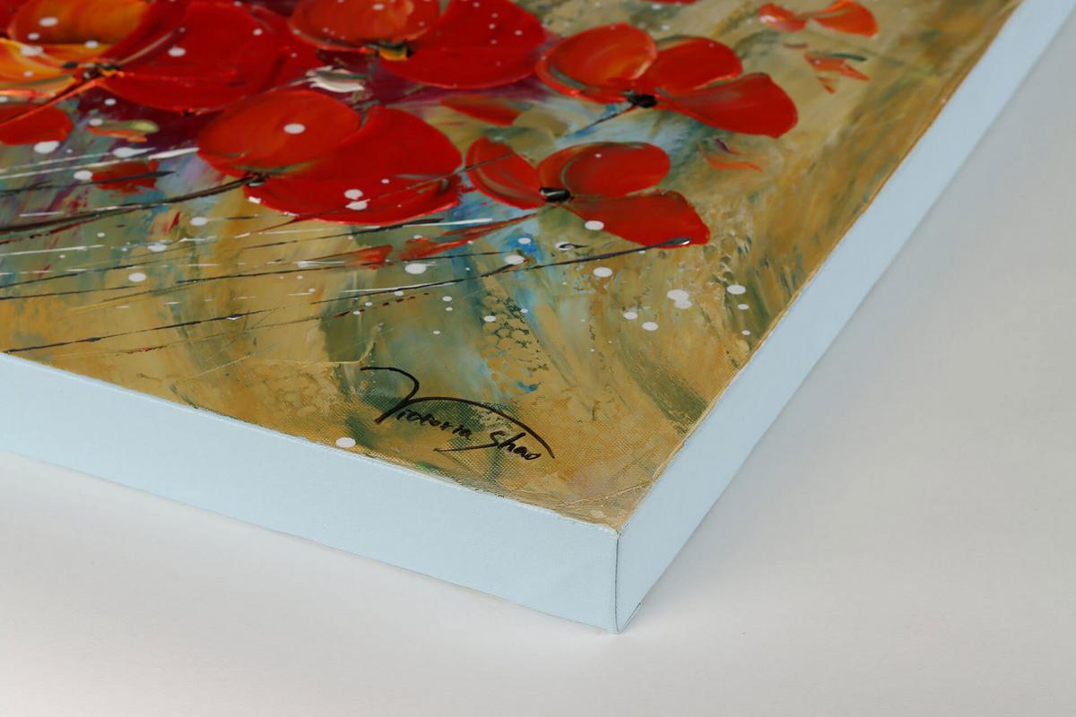 ÖLGEMÄLDE 120/60 cm - Beige/Rot, Holz/Textil (120/60cm) - KUNSTLOFT