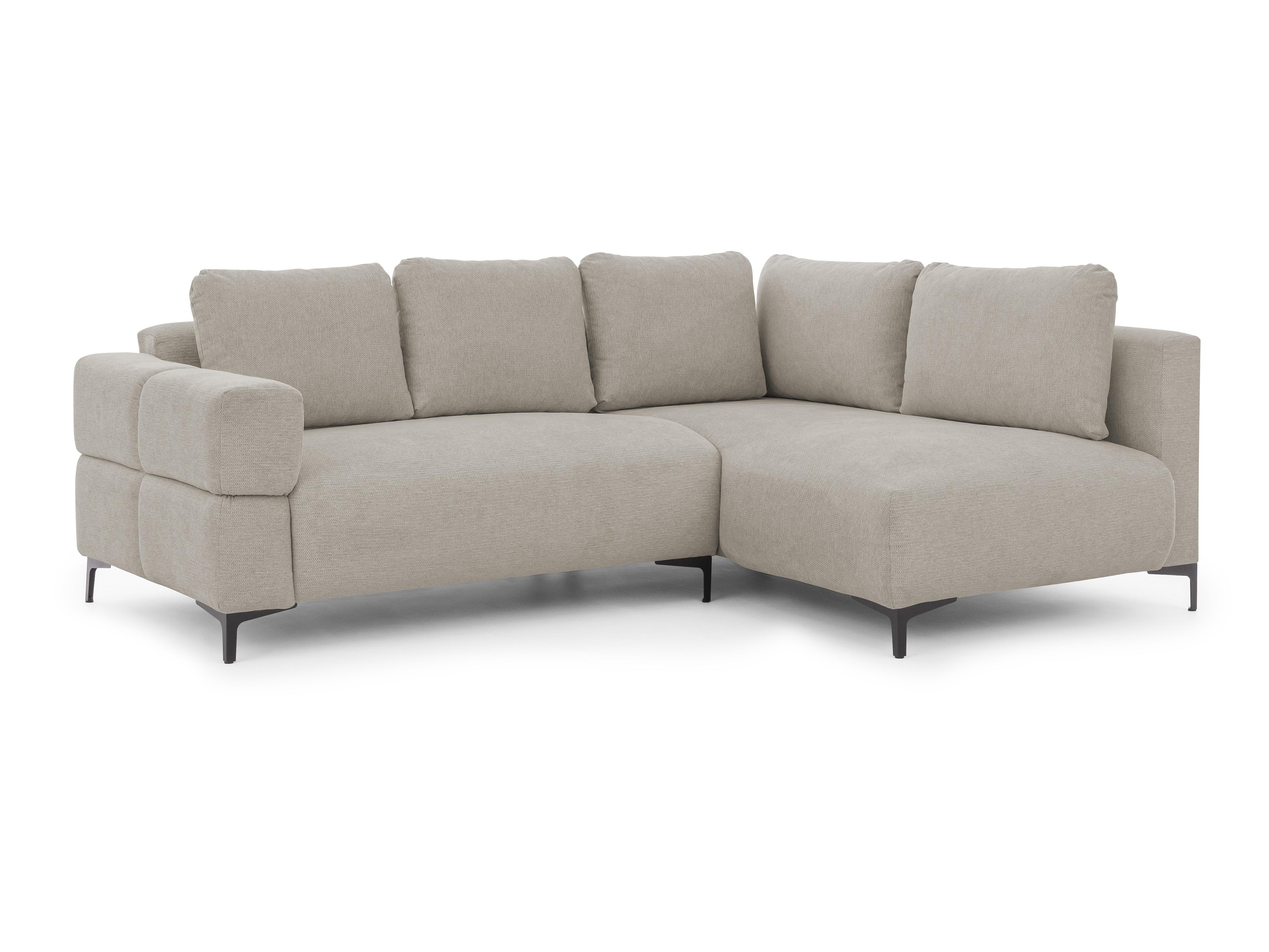 ECKSOFA Cardea in Bubble-Optik aus weichem Taupe Strukturstoff mit hohem Sitzkomfort - Ottomane rechts - Taupe/Schwarz, Holz/Textil (230/170cm) - S-Style