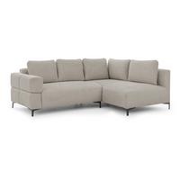 ECKSOFA Cardea in Bubble-Optik aus weichem Taupe Strukturstoff mit hohem Sitzkomfort - Ottomane rechts - Taupe/Schwarz, Holz/Textil (230/170cm) - S-Style