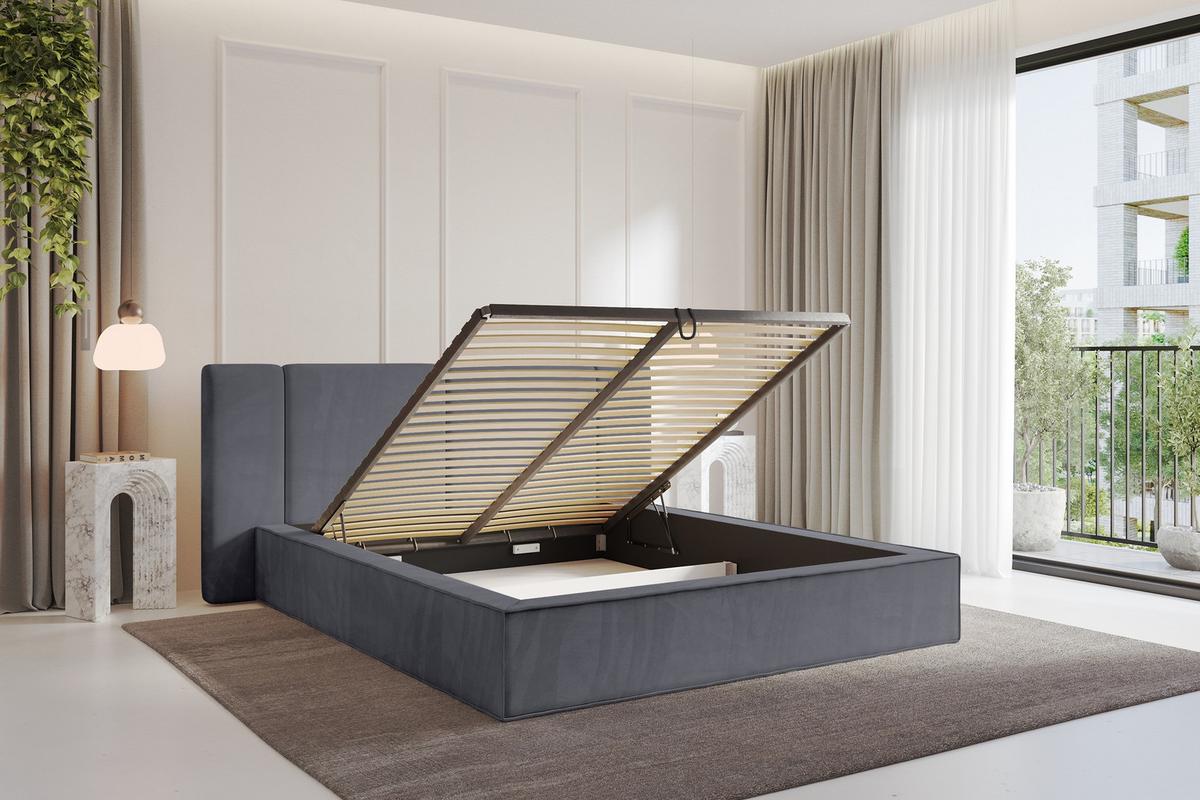 POLSTERBETT mit Bettkasten und Lattenrost, Bett mit Matratze H3/H4 - RIVO 120x200 Dunkelgrau - Dunkelgrau, Holzwerkstoff/Textil (120/200cm) - ALTDECOR
